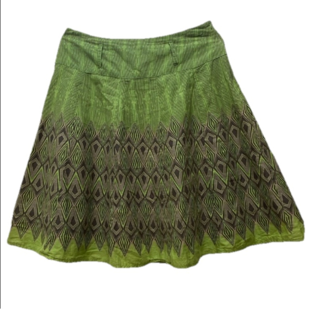 ARYEH | 100% Cotton A-Line Green Skirt Large